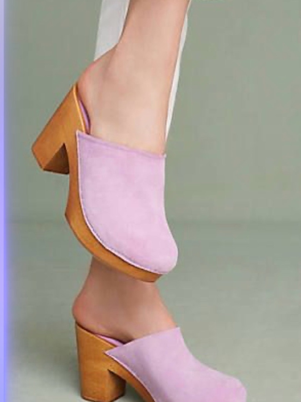 Charlotte Stone Lilac Suede Block Heel Mules New